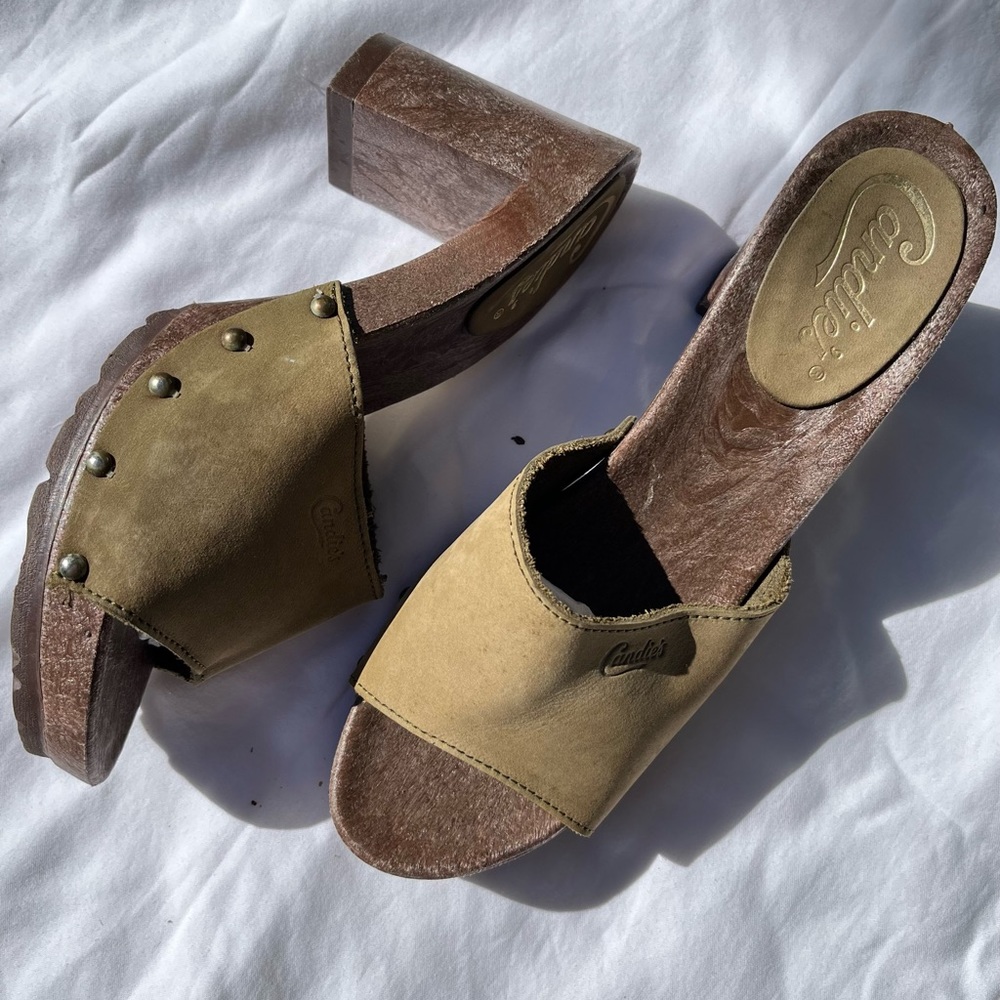 Candie's Vintage Clog 'Demi' Sandals in Tan Size 9 Made in Italy